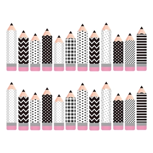Set di 24 adesivi murali a matita decorativi con motivi per aule e camerette per bambini