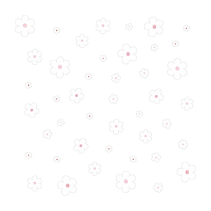 White daisy flower wall stickers with pink centers in a bohemian floral pattern for home