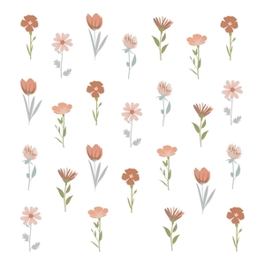 Adesivi murali fiori bohémien in colori Morandi per soggiorno e decorazione casa