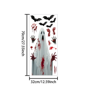Halloween spook muurstickers met bloederige handafdrukken en vleermuizen 70x32cm