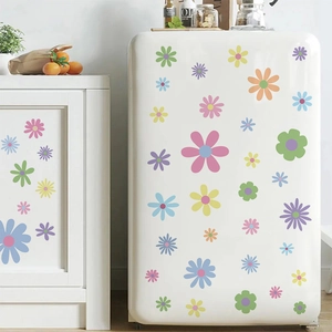 Colorful PVC daisy floral wall stickers for home refrigerator and cabinet decoration