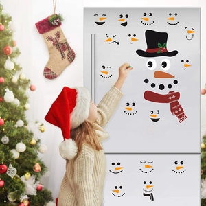 Stickers de bonhomme de Noël DIY avec chapeau et écharpe pour décoration festive de frigo