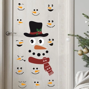 Stickers de porte bonhomme de neige avec chapeau et écharpe pour décoration de Noël