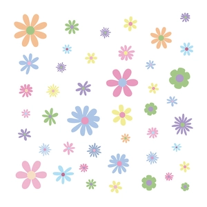 Colorful macaron style floral PVC self-adhesive wall stickers for summer home decor