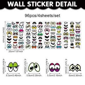 Detailed dimensions of DIY pumpkin cartoon face stickers for Halloween decoration