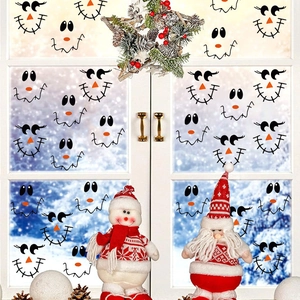 Stickers de fenêtre visage de bonhomme de neige DIY avec nez carotte pour décor de Noël