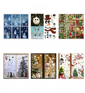Detailed Christmas snowman and Grinch character PVC window stickers for holiday decor