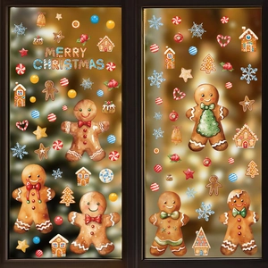Gingerbread man and snowflake PVC static window stickers for Christmas home decor