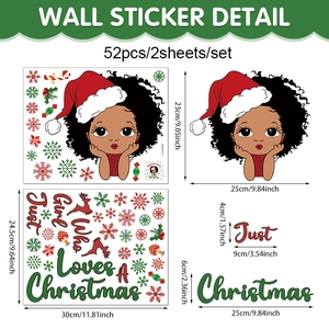 Specifiche dimensionali per set di 52 adesivi natalizi in PVC impermeabile con ragazza e neve