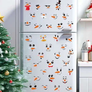 Christmas snowman face decals for refrigerator and wall decoration with festive PVC stickers