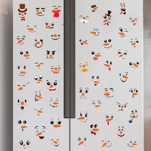 Christmas snowman face stickers for refrigerator decor with carrot nose and eyes