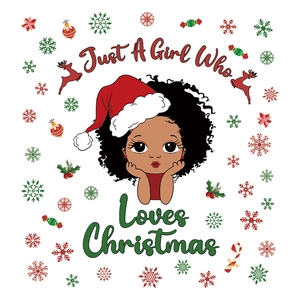 Adesivo murale di Natale con ragazza e scritta Just A Girl Who Loves Christmas