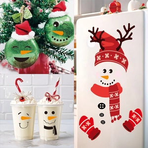 DIY Christmas snowman sticker set for fridge and holiday window decorations