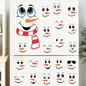 Christmas snowman face stickers for refrigerator DIY holiday wall and window decals
