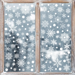 Stickers électrostatiques flocons de neige blancs pour décoration de Noël sur vitres