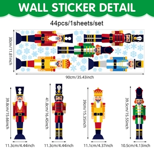 Detail of 44pcs Nutcracker wall stickers set with dimensions and blue snowflake accents