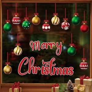 Festive Christmas Wall Stickers Merry Christmas PVC Window Decals Reindeer Snowflake Waterproof Removable Home Decor