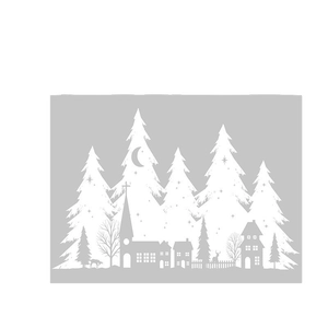 Winter wonderland static window decals with forest houses and reindeer for Christmas decor