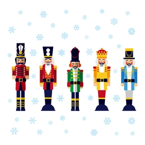 Christmas nutcracker soldier wall stickers in colorful PVC for holiday home party decor