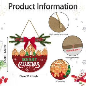 Detail of 29cm wooden Christmas sign showing HD printing, thick MDF and hanging jute rope