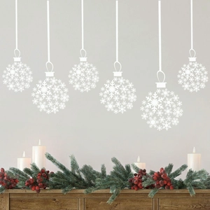 Stickers de fenêtre boules de Noël flocon blanc pour décoration murale nordique élégante