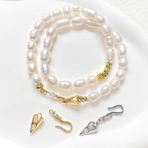 14k gold plated heart zircon pearl necklace clasp and freshwater pearls for jewelry making