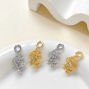Exquisite gold and silver plated dragon charms with hollow design for DIY jewelry making