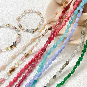 Bracelets faits main en pierre naturelle avec perles ovales et pendentifs en argent