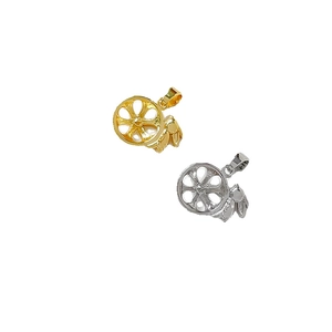 Gold and silver flower pendant bases with leaf detail for pearl jewelry making DIY