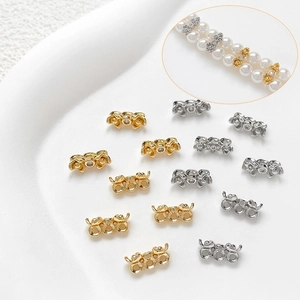 Cuentas espaciadoras de flor de ciruelo bañadas en oro de 14k con circonita para joyas