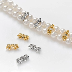 Cuentas espaciadoras de flor de ciruelo bañadas en oro 14k con circón para joyas DIY