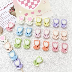 Pastellfarbene Tulpenperlen aus Harz in verschiedenen Farben für DIY-Schmuck