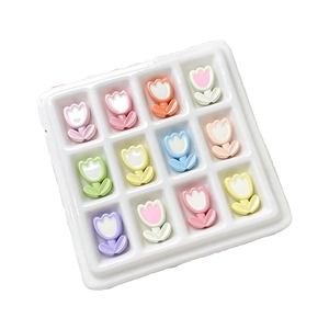 Bunte Tulpen Perlen Set in Macaron Farben für DIY handgefertigten Schmuck und Zubehör