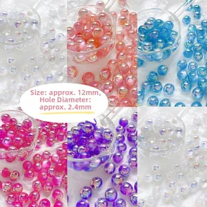 Detail of 12mm aurora acrylic beads showing 2.4mm hole size for DIY jewelry making