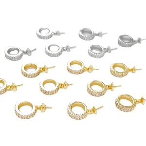 Vergoldete und versilberte Zirkon-Rundverbinder mit Stiften für Perlen-DIY-Schmuck