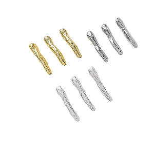 14k gold plated branch bar spacer beads with irregular hammer texture for jewelry DIY