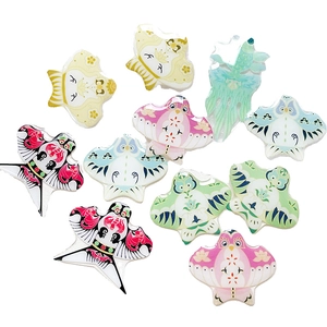 Colorful hand-painted acrylic kite charms for DIY jewelry and hair accessories in a 10-piece set