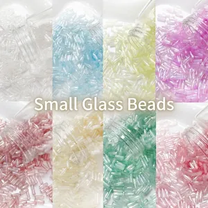 Iridescent AB Coated Bugle Beads Straight Tube Glass Beads For DIY Jewelry Making Bracelet Necklace Handcrafted Craft Supplies