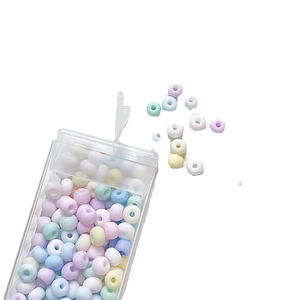 Mixed macaron color 3mm 4mm glass beads for DIY jewelry making in clear storage box