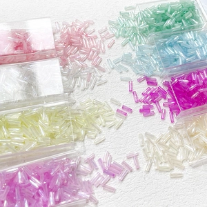Pastel 6mm glass bugle beads in sorted container for DIY jewelry and handicraft making
