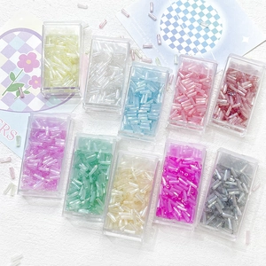 10-color set of 6mm cream glass bugle beads in transparent boxes for DIY jewelry making