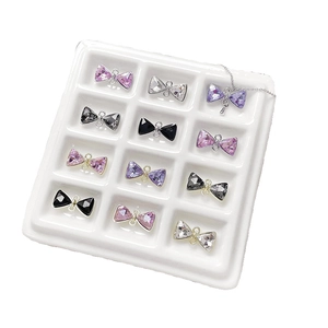 Colgantes de lazo de cristal en 12 colores para joyería DIY con base de aleación