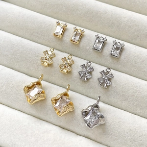 14k gold plated irregular zircon pendants in various styles for DIY jewelry making