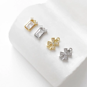 14k gold plated irregular zircon pendant set for DIY jewelry necklaces and bracelets