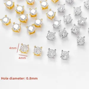 Detail van 4mm zirkonia bedeltjes met 0,8mm gat voor DIY sieraden maken
