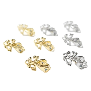 18k gold plated hollow flower charm with blue zircon for DIY necklace making