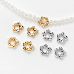 Flower-shaped 18k gold and silver plated metal spacer beads for DIY jewelry making