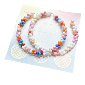 Colorful candy-colored bead hoop earrings with vibrant macaron beads for women