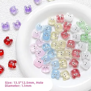 Macro shot of 13.5mm colorful cartoon crab charms for DIY handmade jewelry crafts
