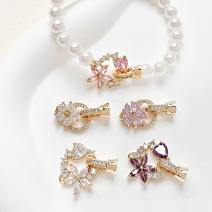 18K Verguld Koper Zirkonia Bloem Hart Sieraden Connectoren Voor Kunstparelketting Armband DIY Sieraden Maken Benodigdheden